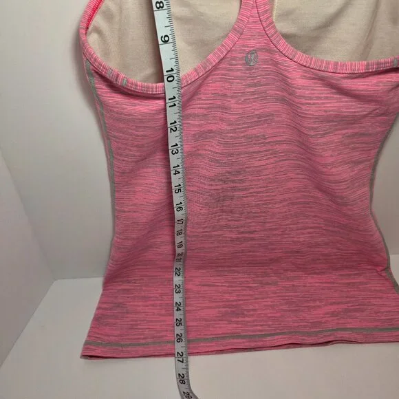 Lululemon Power Y Heathered Pink Racerback Tank w/ Built-In Bra - Picture 10 of 10